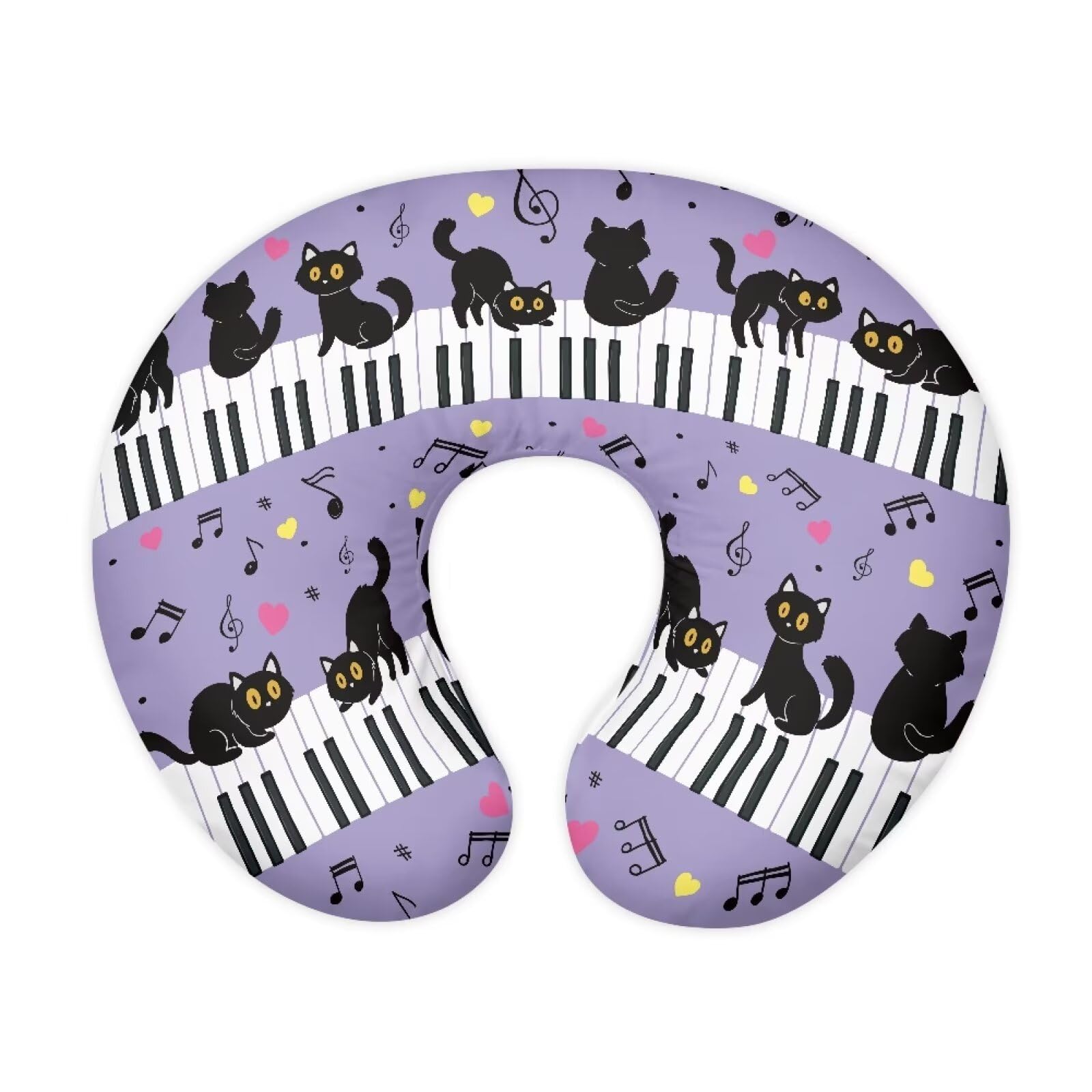 XXQGOMG Nursing Pillow Cover Music Note Cat Breast Feeding Pillows for Babies Boys & Girls Soft Breathable Nursing Pillow Case U Shaped Nursing Pillow Slipcovers for Breastfeeding Mom