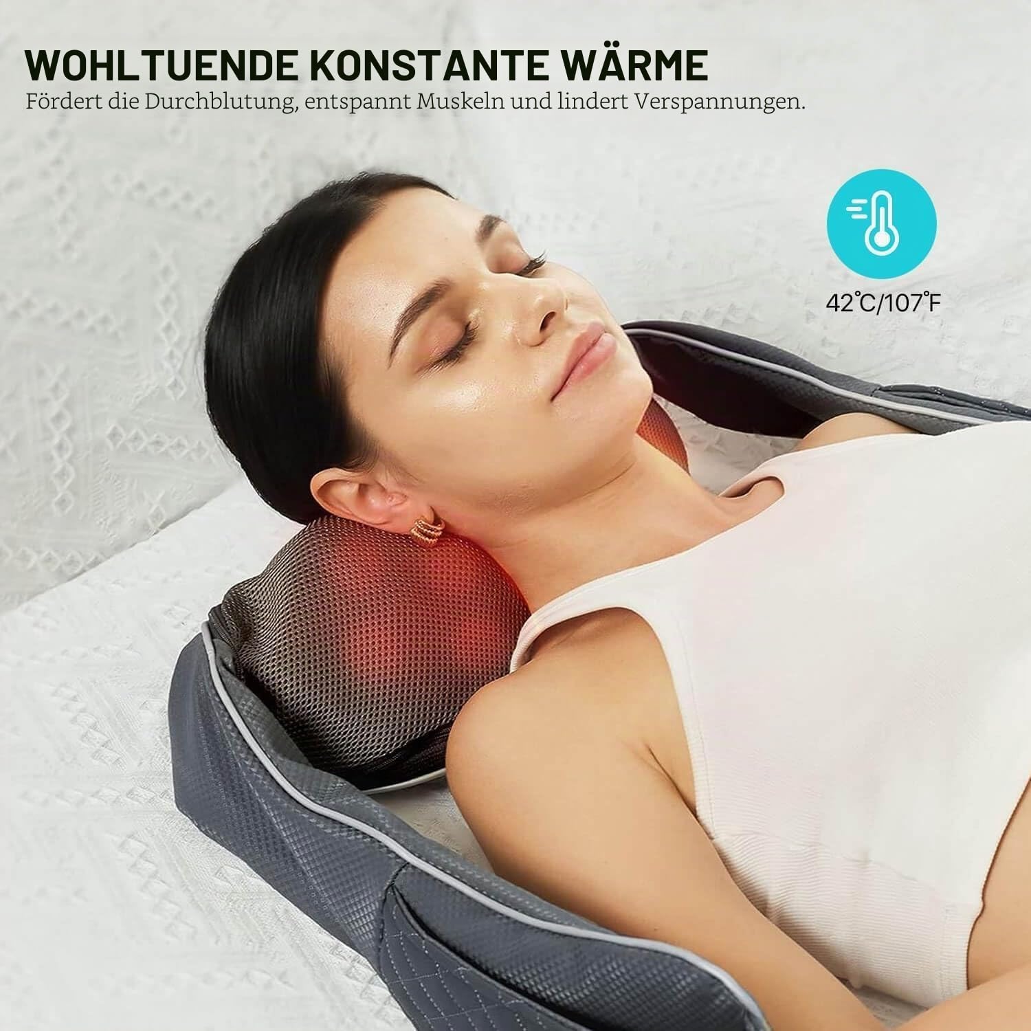 Kabelloses Nackenmassagegerät mit Wärmefunktion, ALLJOY Shiatsu Massagegerät it 3D-Massage von tiefem Gewebe, Tragbar Schulter Massagegerät, Weihnachtsgeschenke für Frauen, Männer