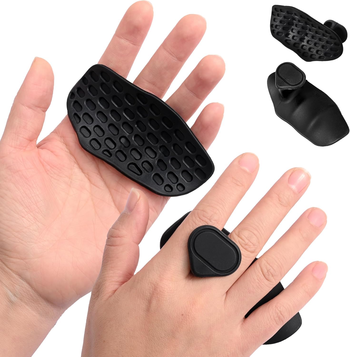 Gerqsho® 1 Pair Weight Lifting Grips, Non-Skid Rubber Gym Hand Grip Pads for Enhanced Grip Strength & Palm Protection, Anti-Slip, Finger Grip Strengthener, Fit for Deadlifts & Pull-Ups, Black-image-32