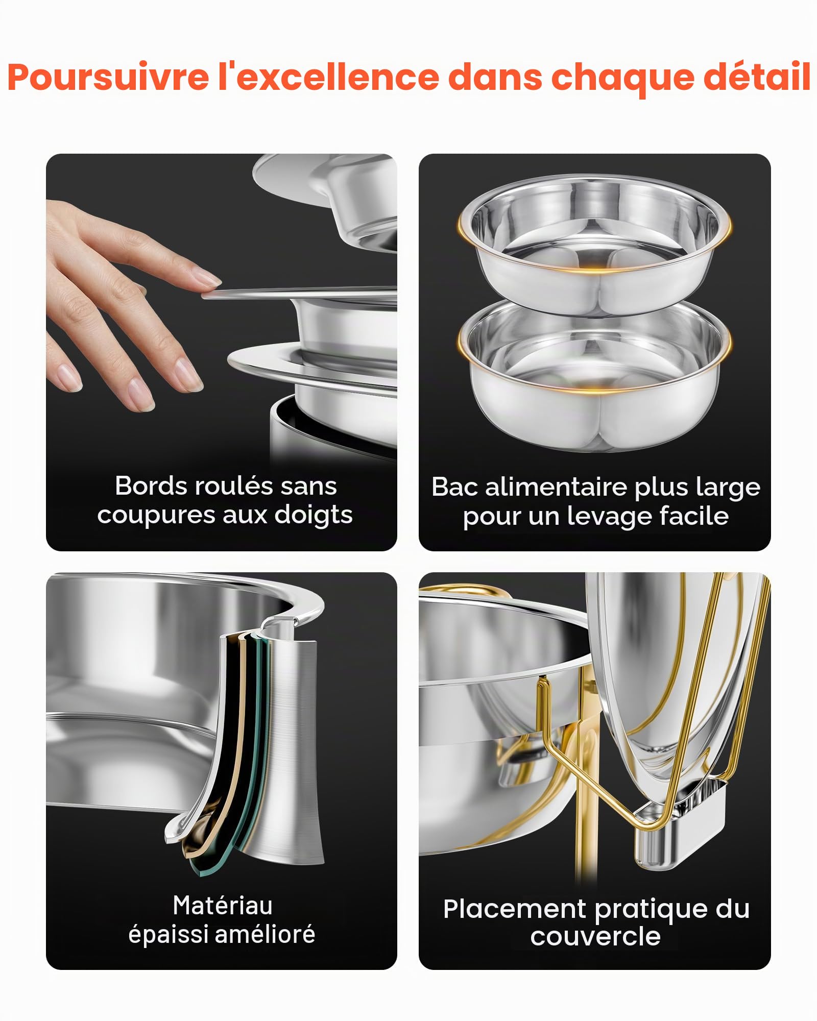VEVOR Chauffe-Plat 4PCs 4,6 L, Buffet Chauffant Rond, Réchaud en Acier Inoxydable, avec 4 Bacs Pleine Grandeur, Couvercle et Pince, pour Buffet Libre-Service Banquet Hôtel Traiteur Restauration