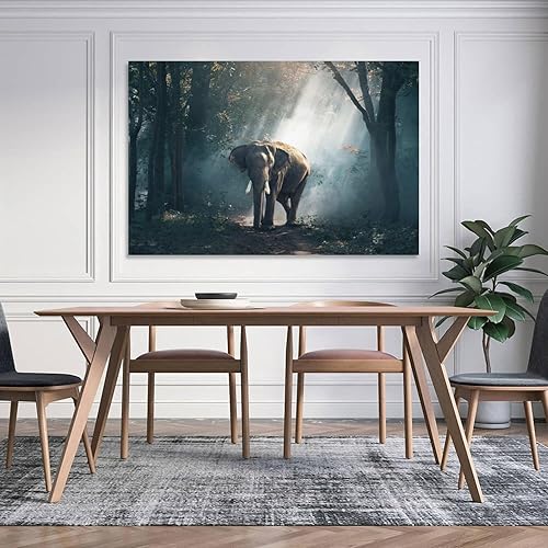 Miniatura 5 de Campwind Póster de lona de jardín de bosque de elefantes, decoración de dormitorio, paisaje deportivo, oficina, habitación, regalo, 16 x 24 pulgadas