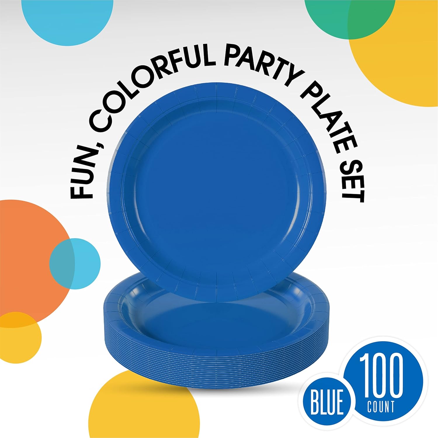 Exquisite Party Solids Dark Blue Paper Plates Disposable Heavy Duty 9 Inch Dark Blue Disposable Plates For Party 100 Pcs Heavy Duty 350 GSM, Birthday Supplies