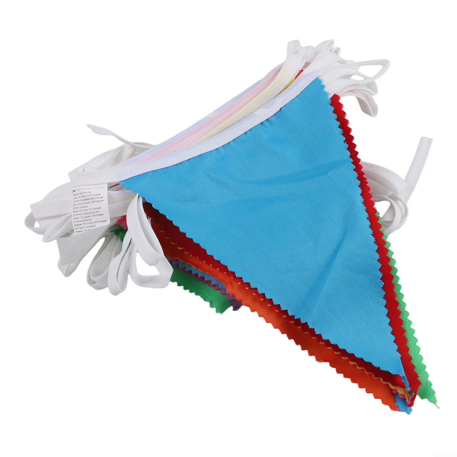 10M Fabric Bunting Decor with 36 Cotton Pennants for Wedding For Birthday Baby Shower Garden Party and Home Decoration (Multicolor)