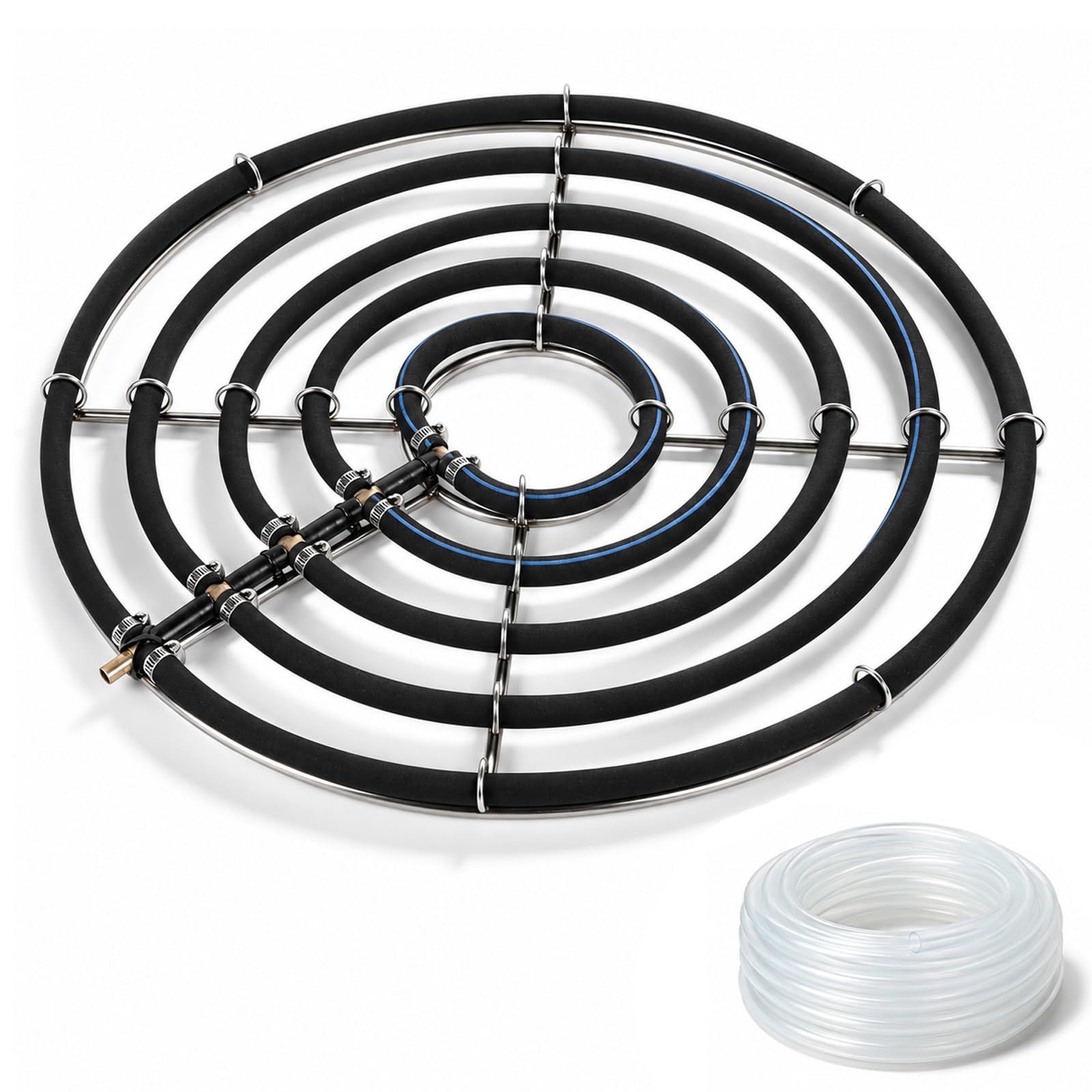 Anello aeratore giapponese, aeratore per laghetto, ossigeno, diametro 35 cm, ideale per laghetti Koi, laghetti da giardino, acquari (5 passanti e Ø 55 cm)