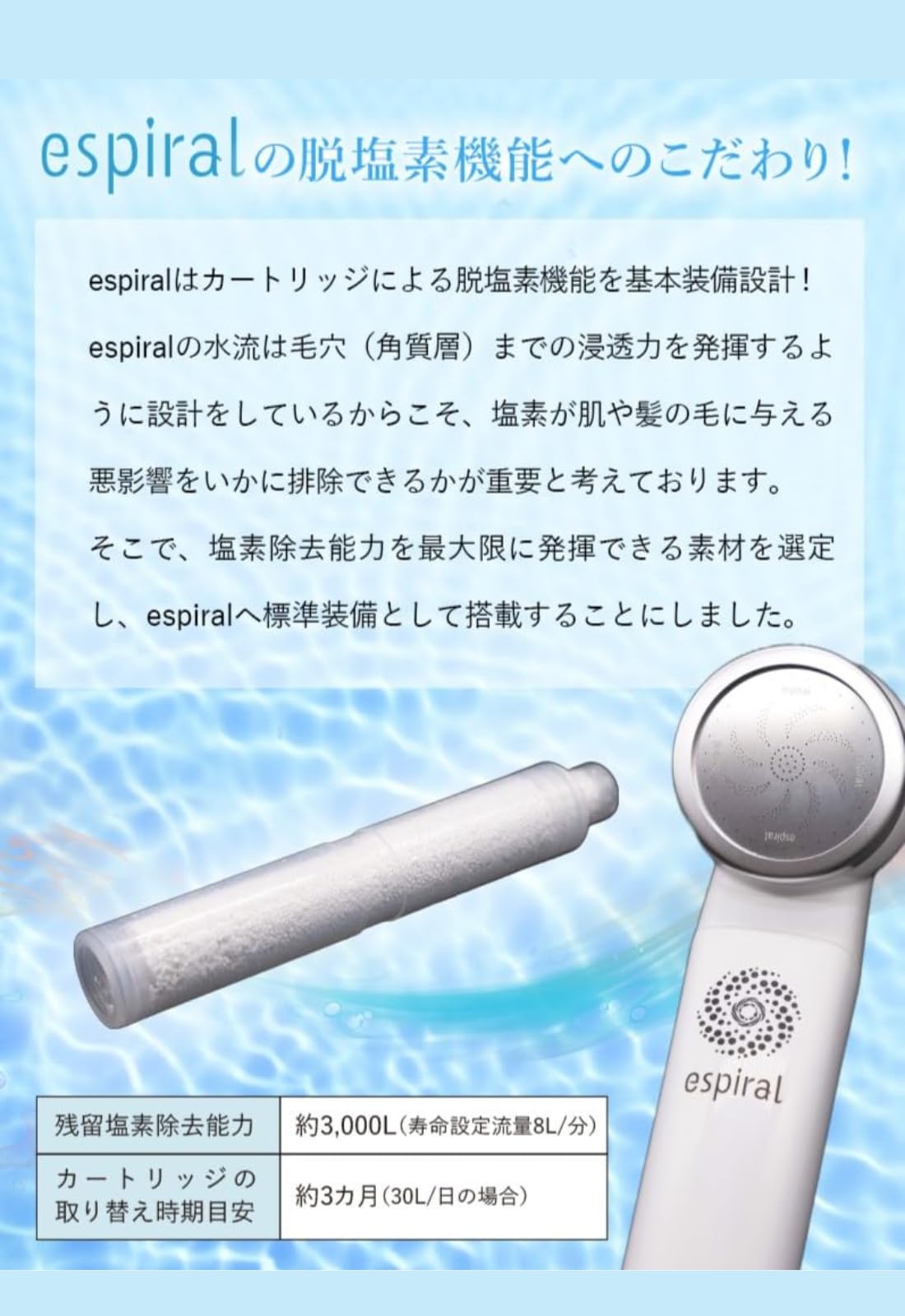 espiral シャワーヘッド 日本製 高性能 専用塩素除去カートリッジ×2 Amazon.co.jp: espiral(エスパイラル) シャワーヘッド