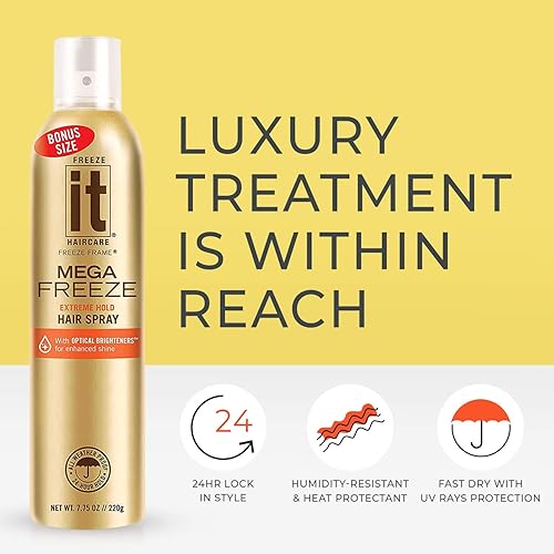 Miniatura 3 de IT Haircare MEGA Freeze Extreme Hold Spray para el cabello  7.75 onzas  Vitamina B5 y proteína de trigo hidrolizada  Resistente a la humedad