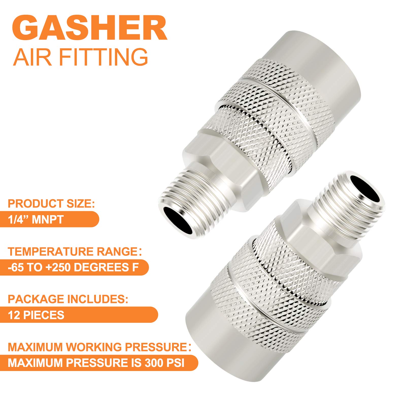 Amazon | Gasher 12個 1/4インチ メス工業用カプラー 1/4インチ
