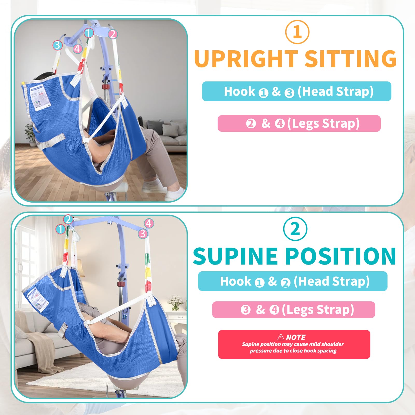 EZ Assistive Hoyer - Eslinga de elevación con inodoro, eslingas de elevación de pacientes para transferencia, correa de cuerpo completo para ancianos, discapacitados, enfermería, cuidador, SWL 500