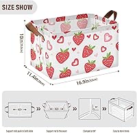 Vista 3 de KLL Strawberry Country Style Valentine Rectangle Storage Baskets Storage Bins with Handles Fabric Closet Organizers for Organizing Clothing, Jeans