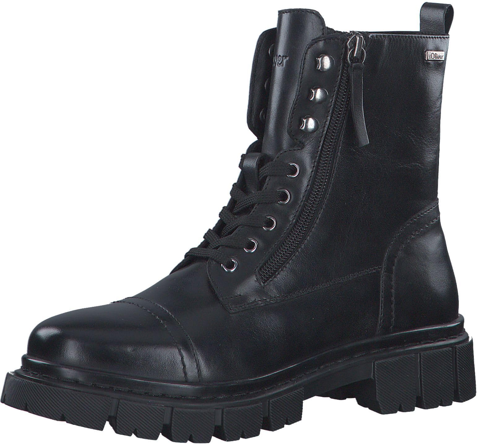 s.Oliver Damen Stiefeletten ohne Absatz aus Leder Plateau