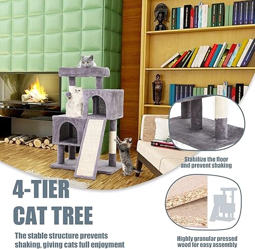 Miniatura 6 de Árbol para gatos de interior, torre para gatos de 36 pulgadas, condominio de varios niveles para gatos con sisal, tabla de rascar, bola colgante,