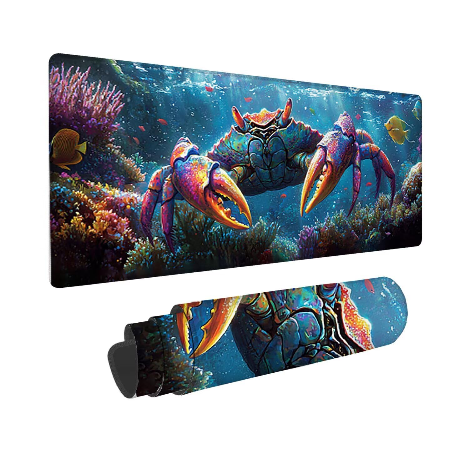 Podkładka pod mysz dla graczy, XXL, 1400 x 600 mm, wodoodporna i antypoślizgowa, duża podkładka na stół do biura i domu, poprawia precyzję i prędkość, akcesoria gamingowe (kraby) V-629