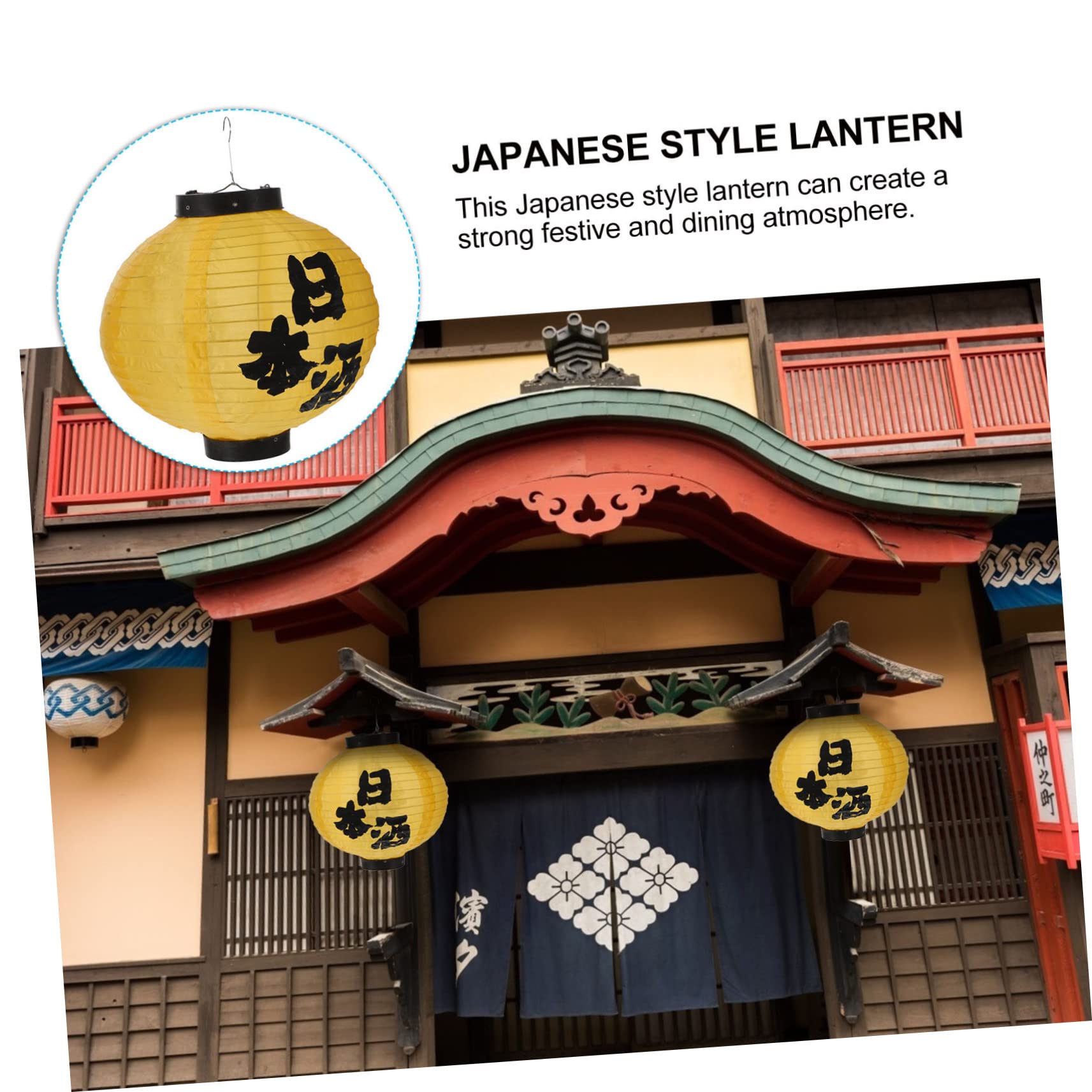 OSALADI Waterproof Japanese Hanging Lantern 12 Inch Outdoor Lanterns Decorations for Garden and Festival Blue Cloth Light Cover - Image 4