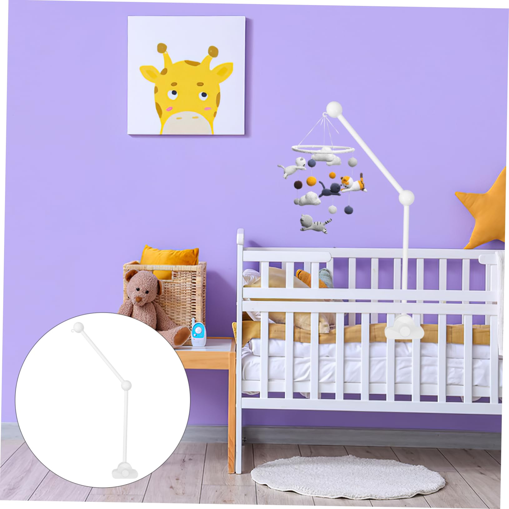 Toyvian 5stücke Cloud Mobile Halterung Für Babybett Höhenverstellbar Stabiler Holzarm Für Spieluhren Dekorative Wickeltisch-Dekoration Einfach Zu Montieren Für Entspannende