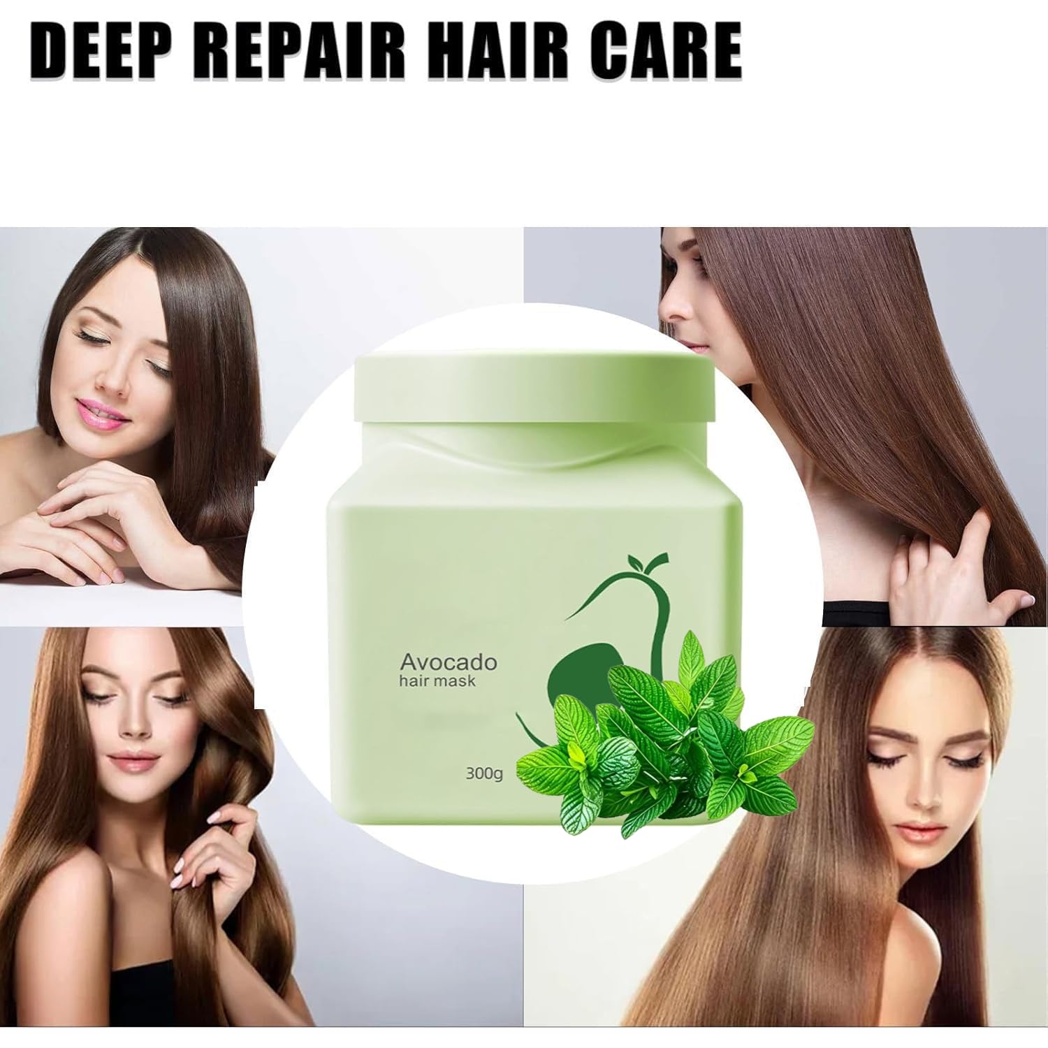 Avocado Hair Mask for Intensive Care, Avocado Hair Mask Cream, Nourishing HairMask for Dry Damaged Hair, Deep Conditioning HairMask for All Hair Types (2pcs)