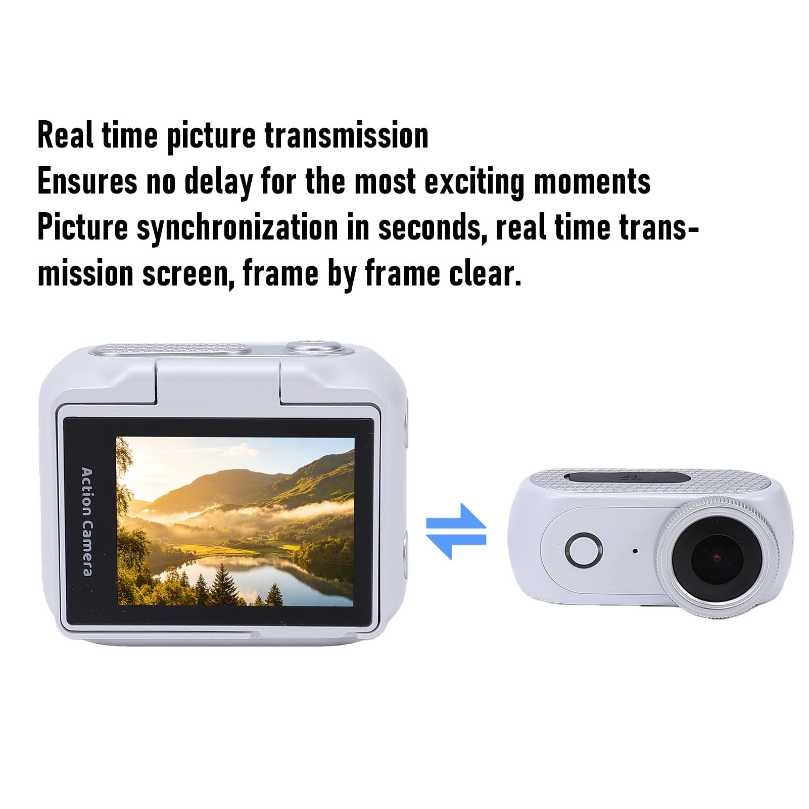 PUSOKEI Videocamera Action 4K con Schermo Ribaltabile, Magnetica e (WHITE) | Schermo Tattile da 2 Pollici, Rallentatore, Time Lapse, Rilevamento Movimento e Supporto Wi-Fi.