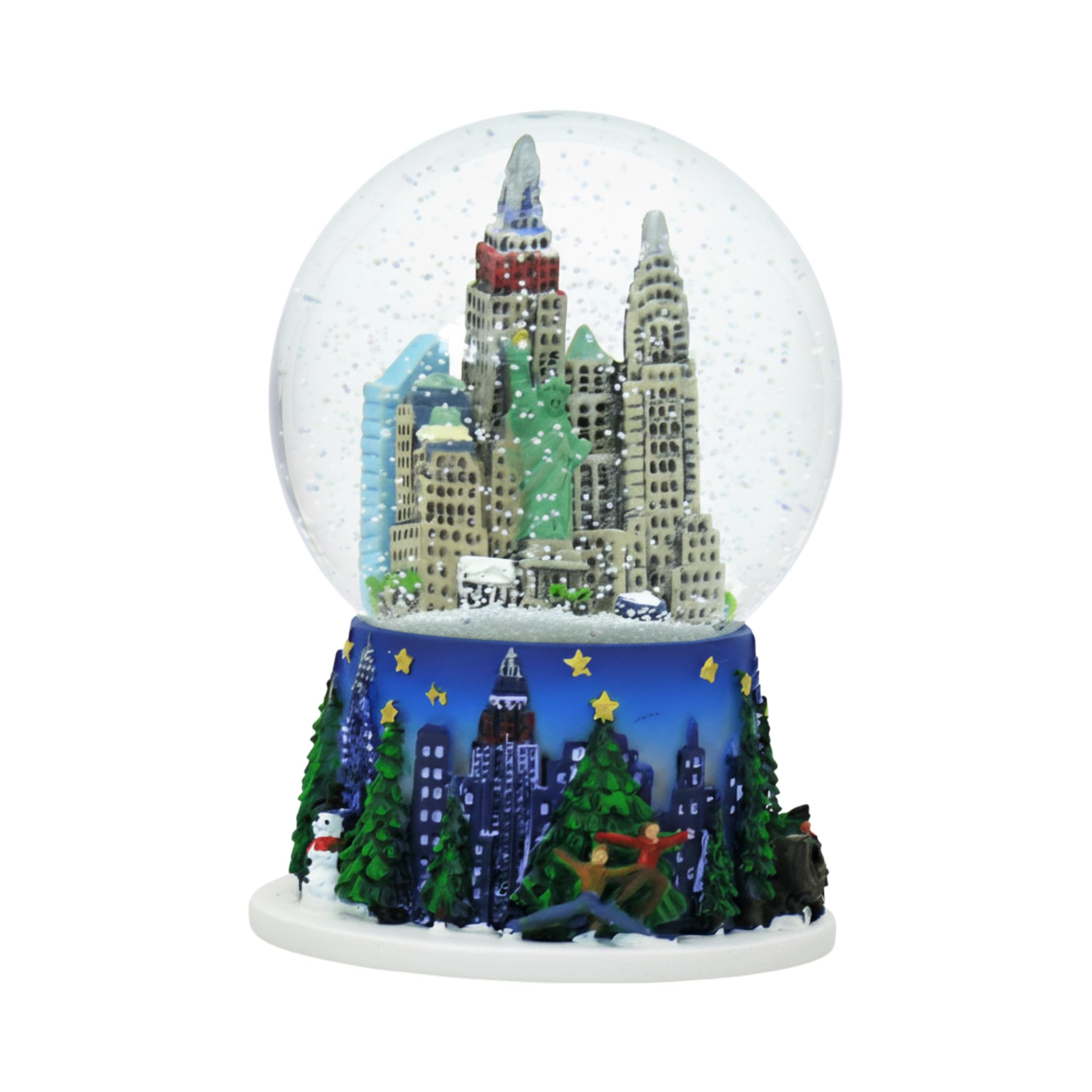 Mini New York City Christmas Snow Globe and Rockefeller Center Skyline 2.5 Inches