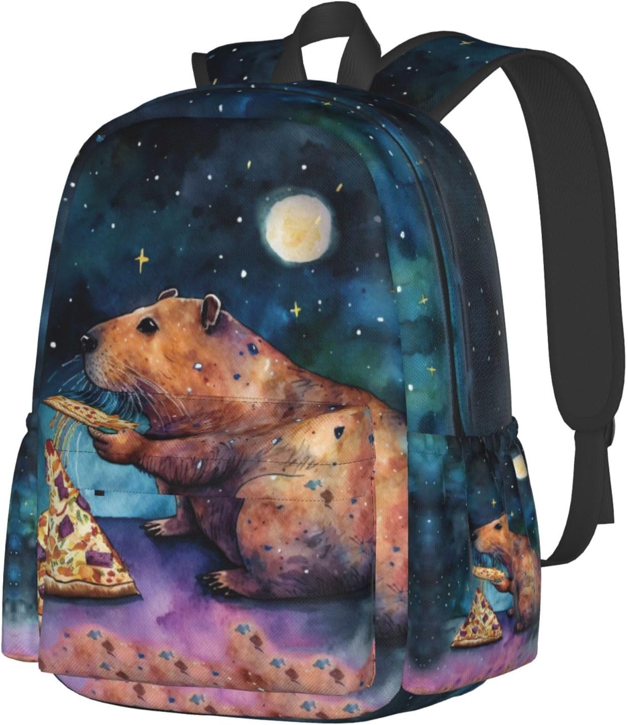 Galaxy Pizza Capybara Backpack School Bag Lightweight Bookbag Casual Daypack for Girls Boys Kids Women Men Travel Laptop 16 Inch