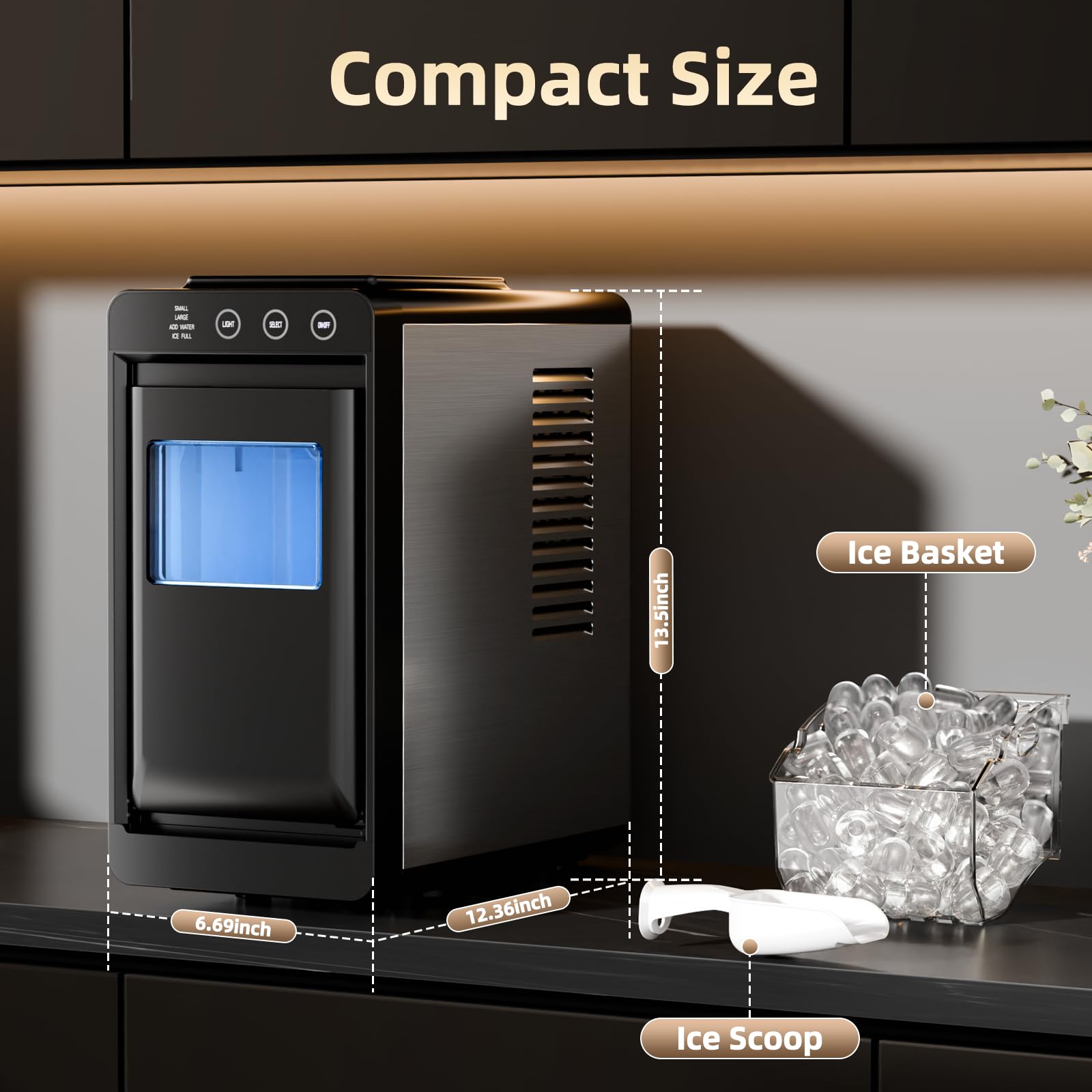Antarctic Star Máquina de hielo, 26 libras en 24 horas, 8 cubos en 6 minutos, tanque de 0.8 litros y almacenamiento de 1 libra, limpieza automática con cesta y cuchara, portátil para el hogar/cocina