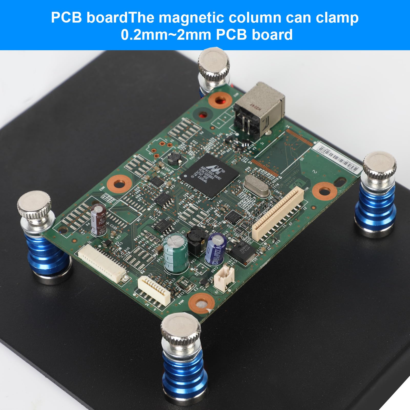 Stazione di saldatura magnetica che aiuta le mani con lente d'ingrandimento con luce terza mano con supporto in ferro Kit di strumenti di saldatura Supporto PCB Piastra di base resistente