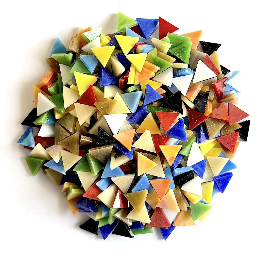 Sai Mosaic Art Stain Glass Mosaic Pcs, Multicolour Triangular Assortment 15x15mm, 300Gm Economy Pack, 380-400 Pcs-image-36