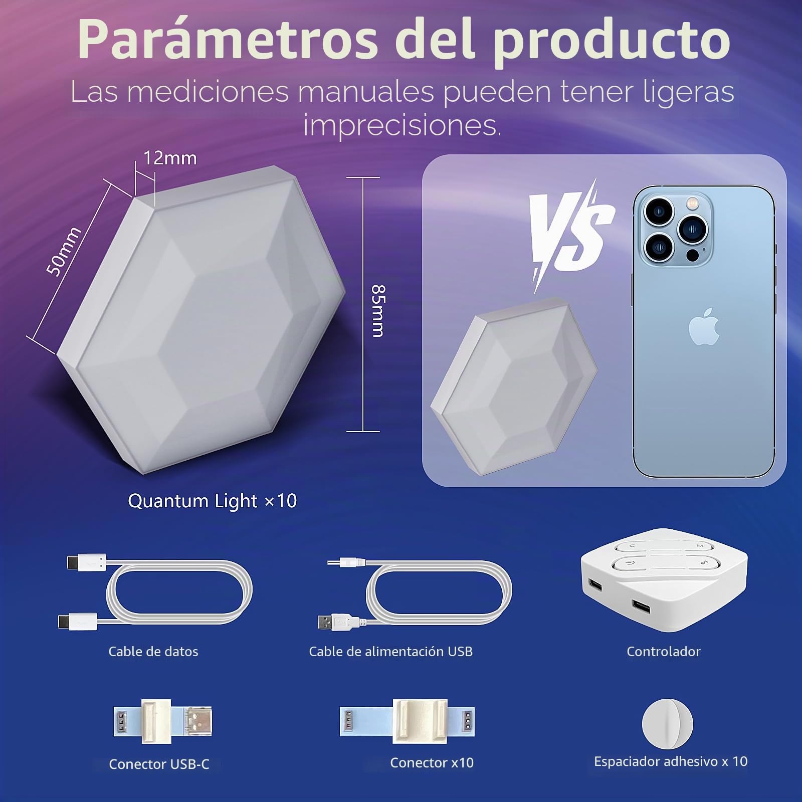 Panel LED para juegos hexagonal, 10 unidades, luz de pared inteligente LED con RGB-IC, sincronización de música, control de aplicaciones, iluminación de pared para sala y configuración de juegos