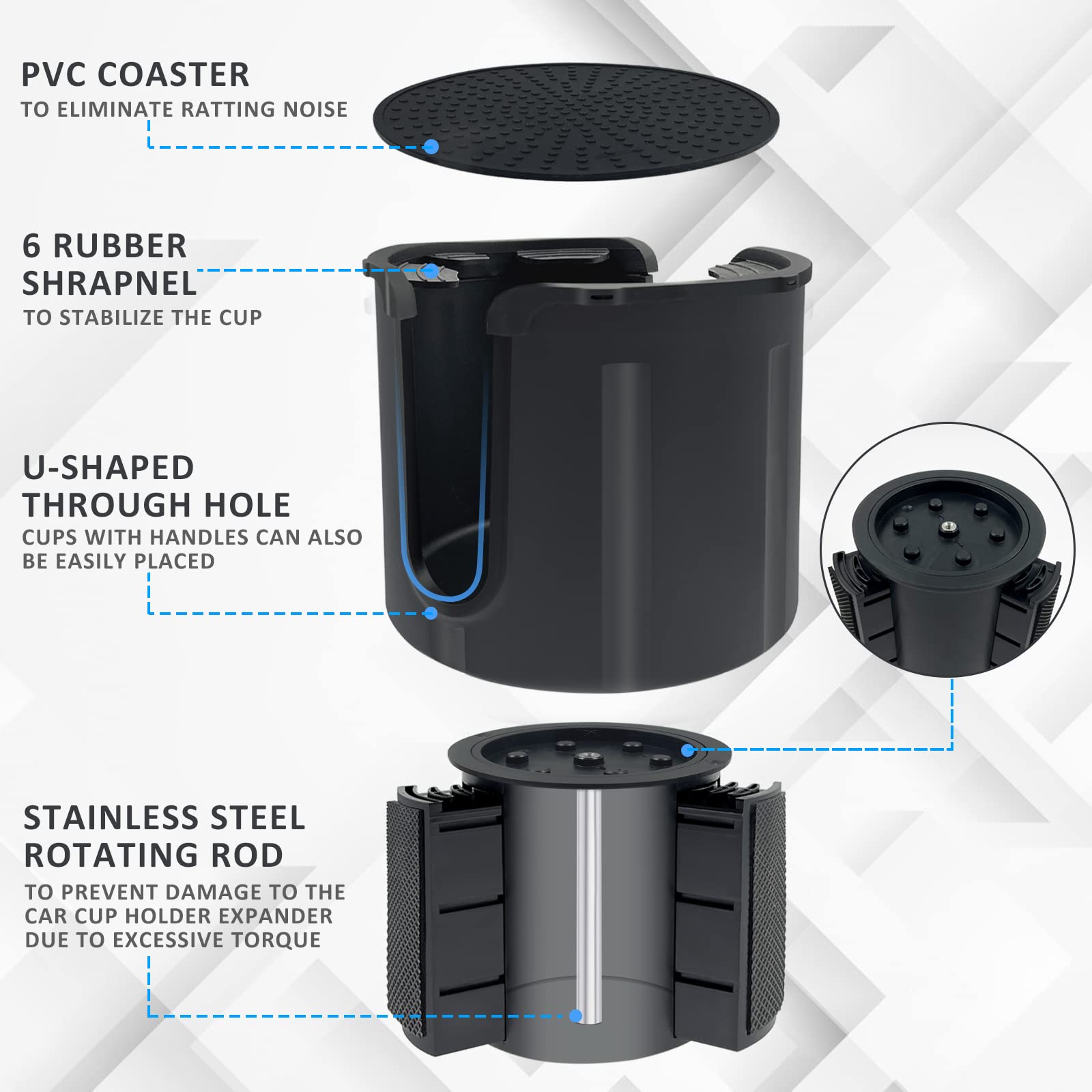 ERAMONG CupHolderExpander for Car with Adjustable Offset Base, Fits