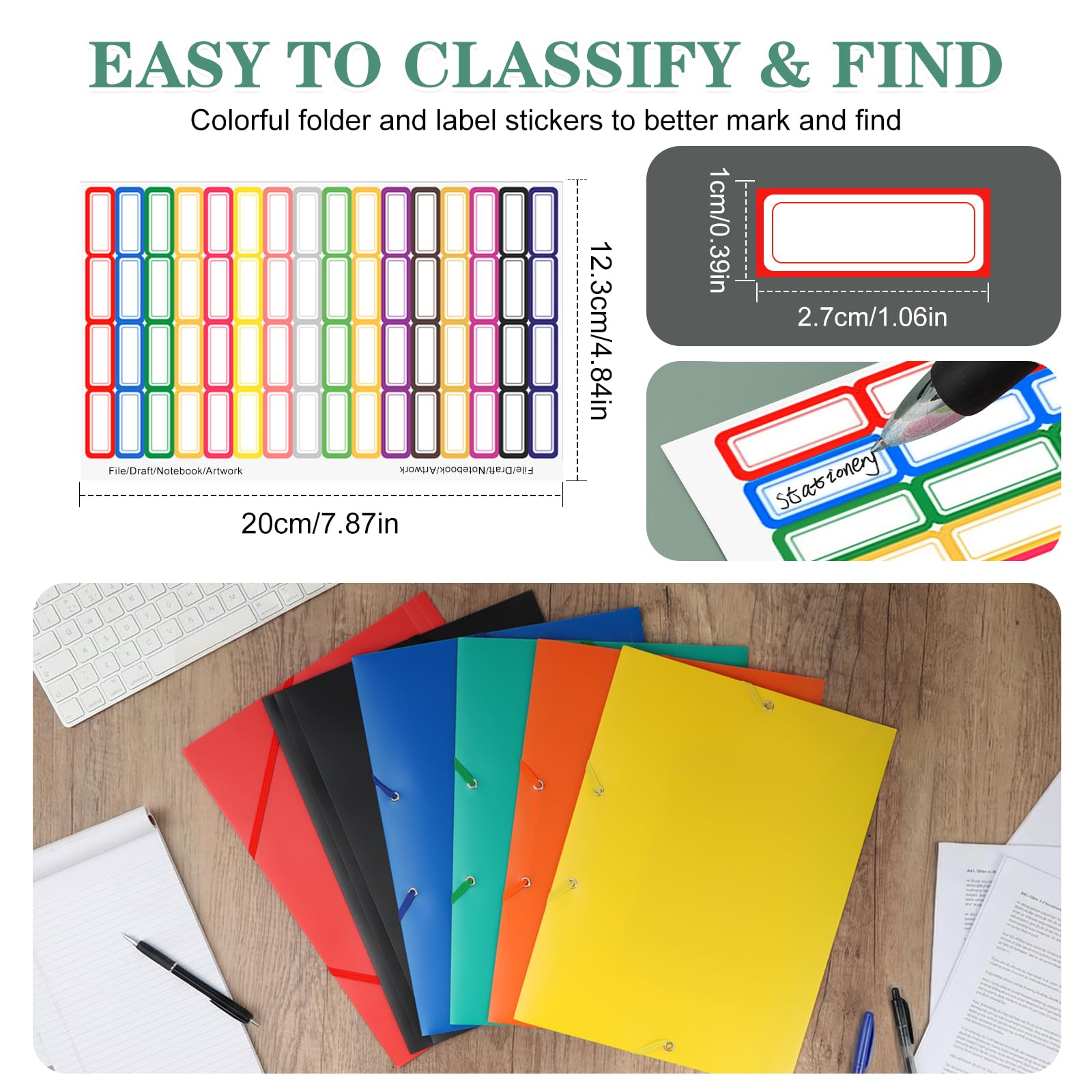 30 Piezas Carpeta con Gomas Elásticas, Carpetas de Plástico PP A4 para Documentos, Carpeta Archivos A4, Ligero e Impermeable, Carpetas Presentacion con 2 Gomas Elásticas para Oficina, Hogar, Escuela