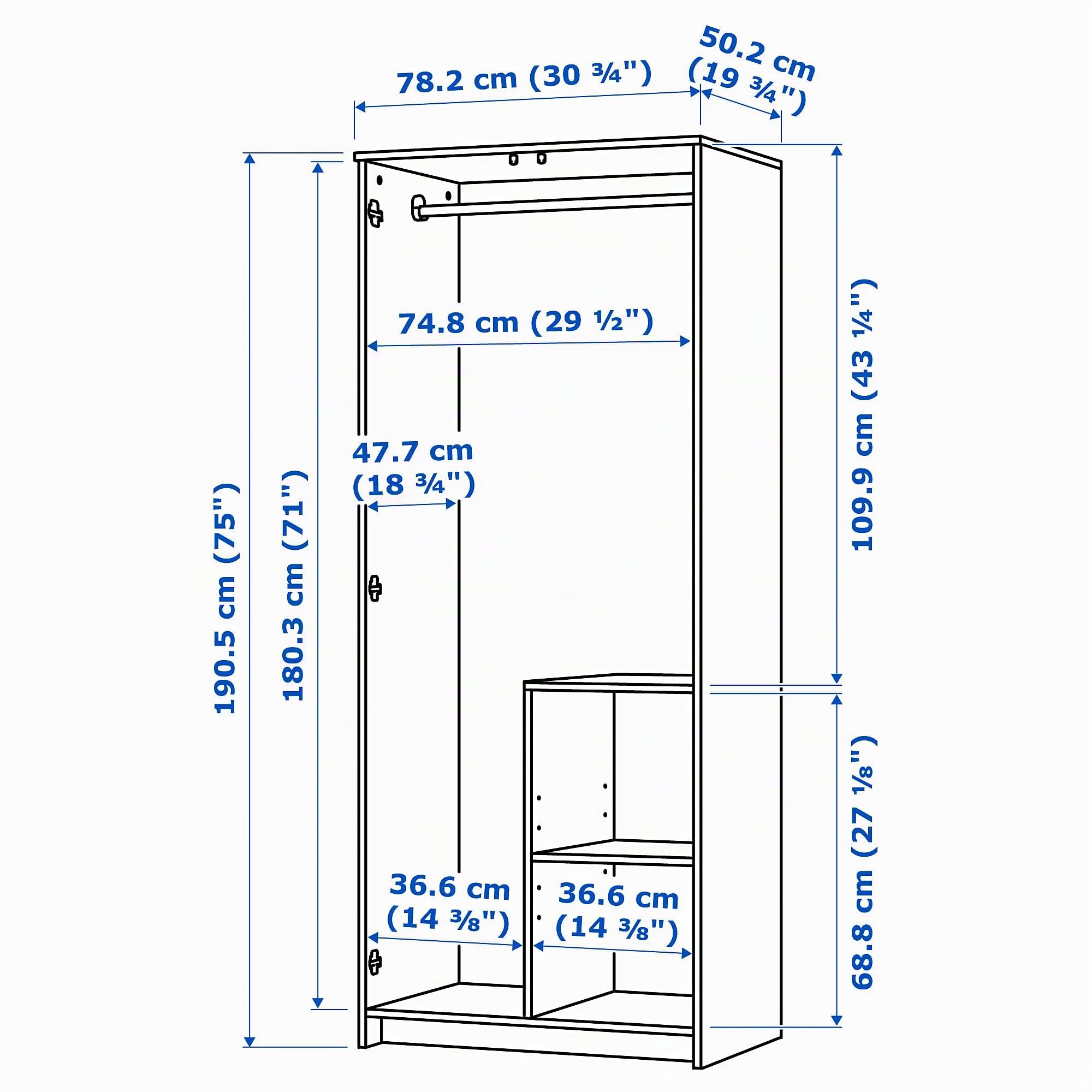 Ikea BRIMNES szafa z 2 drzwiami, 78 x 190 cm, biała