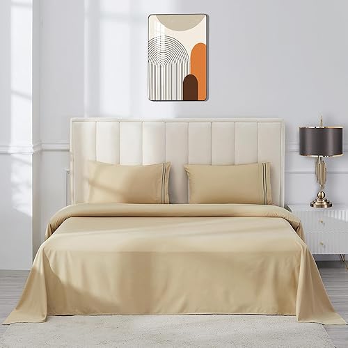 Miniatura 3 de Juego de sábanas de microfibra de tamaño matrimonial, extra suaves y profundos, sábanas de hotel de lujo, transpirables y refrescantes, sin arrugas,