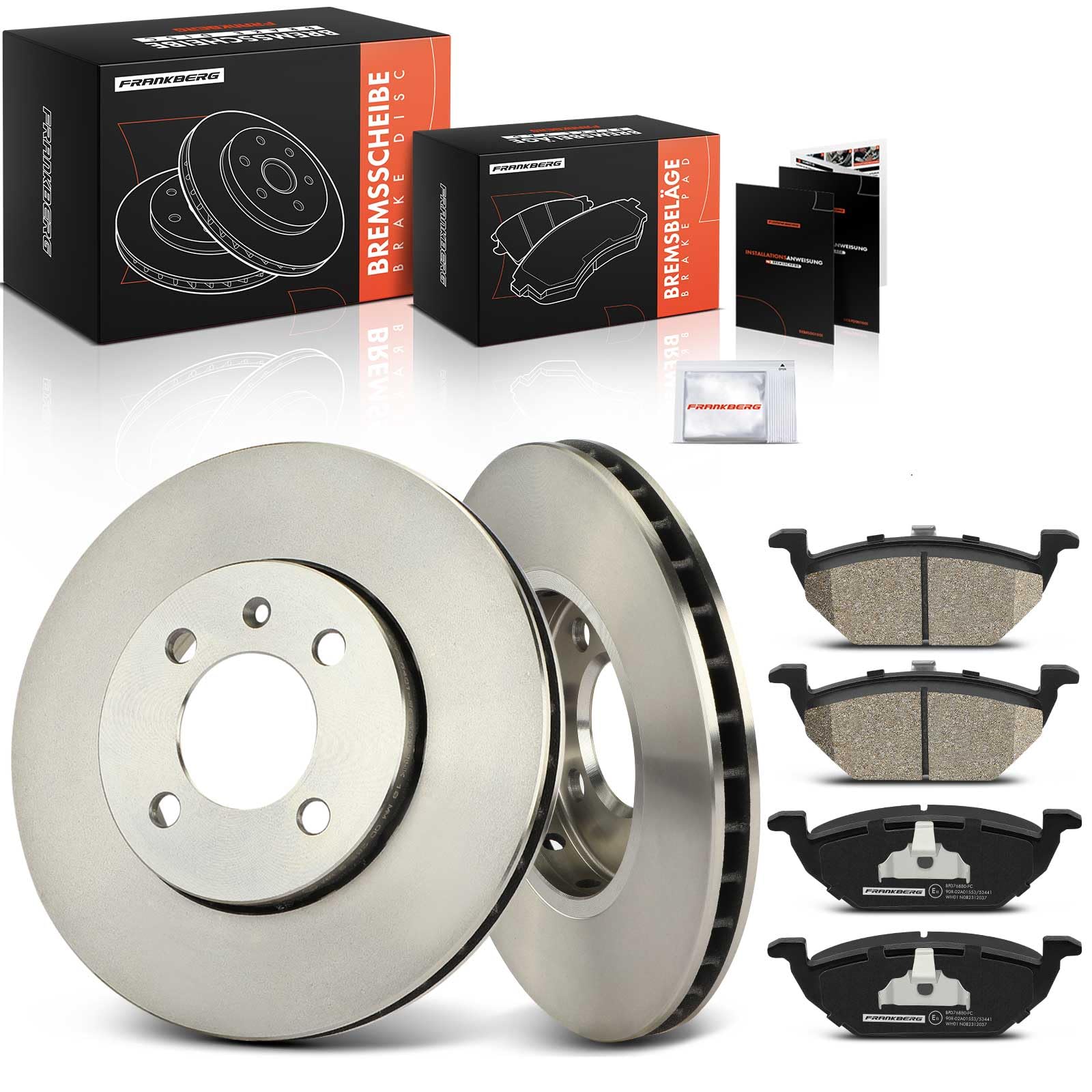Frankberg Set freni incl. 2x Dischi Freno + 4x Pastiglie dei Freni Anteriore Compatibile con UP! 121 122 123 BL1 BL2 BL3 Citigo NF1 Mii KE1 KF1 Replace# 1S0615301L,1S0615301J