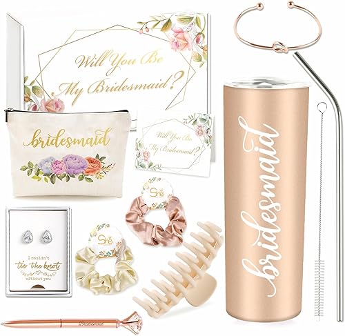 4MELLY 11 piezas de regalos de propuesta de dama de honor, caja de regalo de dama de honor, 20 onzas, vaso de vino para novia, despedida de soltera,