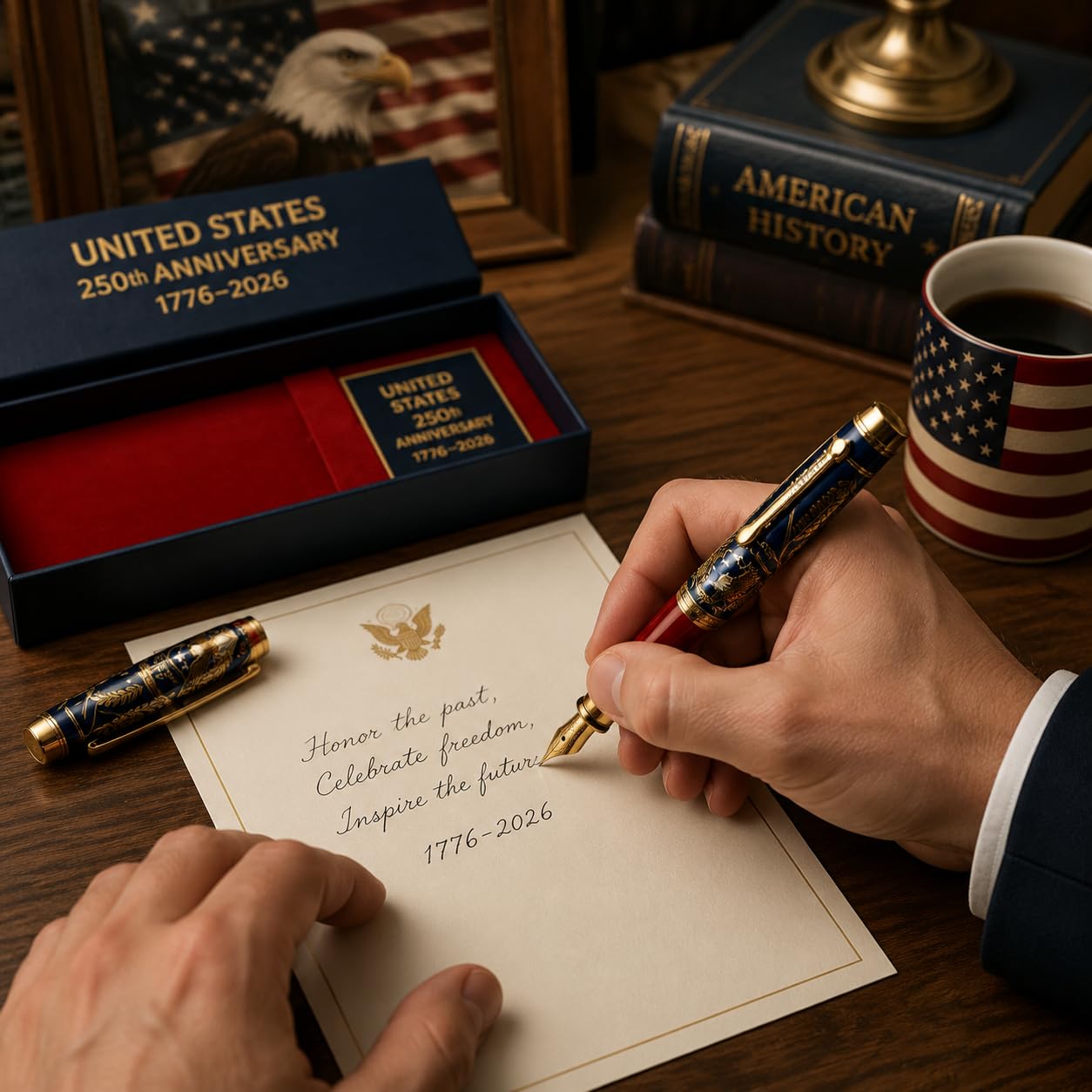 Penna a sfera commemorativa per il 250° anniversario, penna da collezione patriottica per il 4 luglio, celebrazione dell'indipendenza, ricordo americano dei 250 anni, edizione limitata 1776-2026