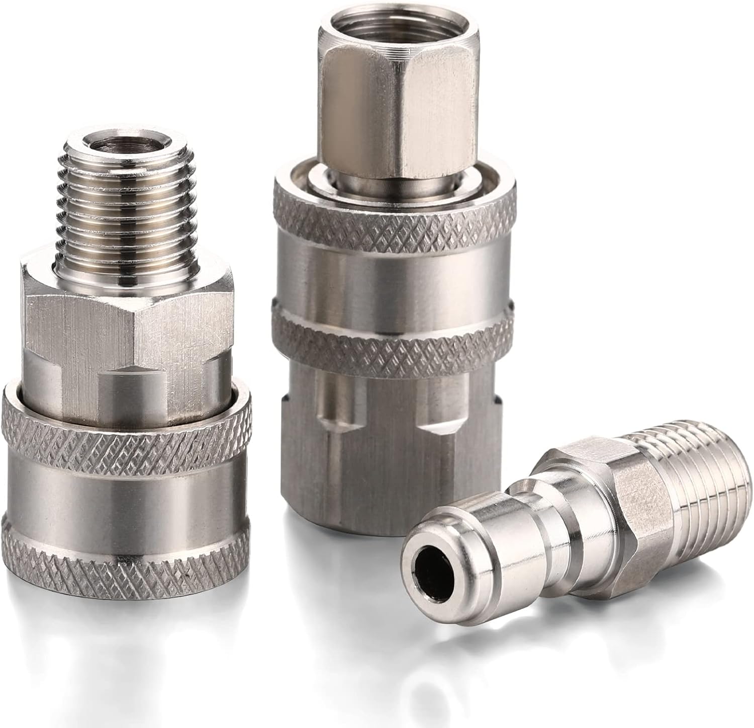 Shimeyao 4 Sets NPT 1/4 Inch Pressure Washer Coupler Quick Connect Plug Male Female 1/4 Quick Connect Fittings Pressure Washer Adapters Accessories(Internal Thread, External Thread)