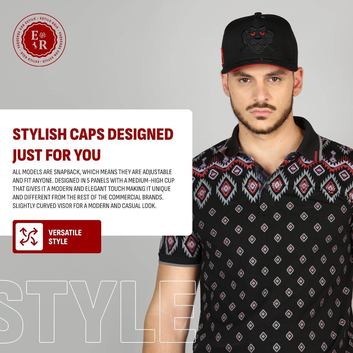 Culiacan - Hat - Original - Snapback - Baseball -Trucker Cap - Adjustable Man and Woman - Panther Embroidered Design - Black - Image 3