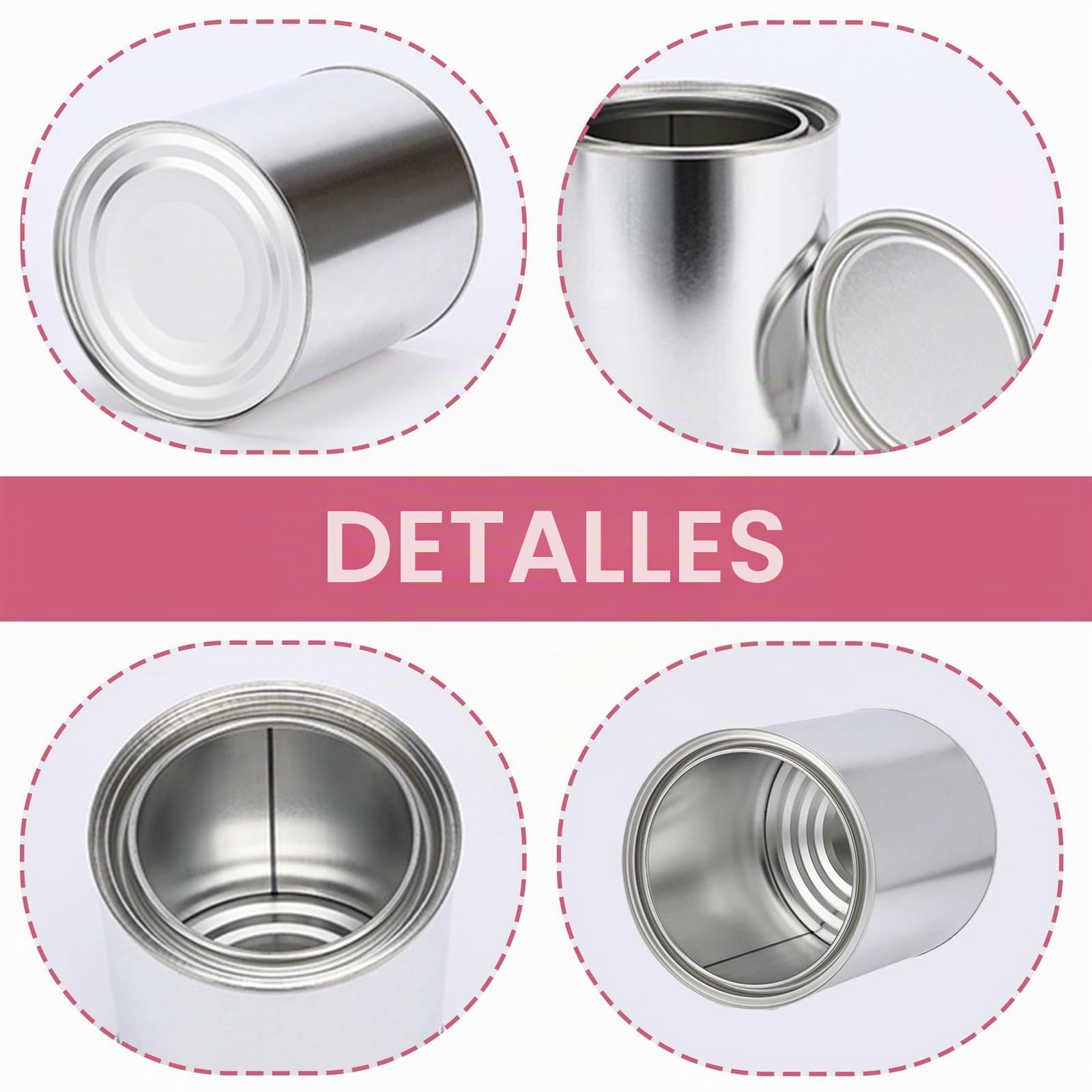 6 latas de metal vacías con tapa a presión, 1000 ml, lata de color, latas de conservas, recipientes de pintura para el hogar y la oficina