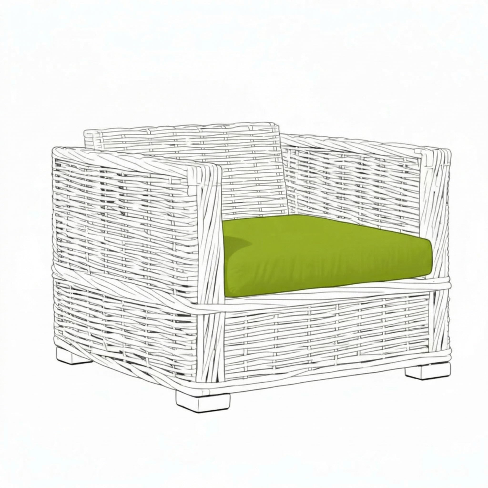 Kosiproducts Replacement Rattan Seat Pads Water Resistant for Outdoor Patio Garden Seating [Lime Green, Seat Only 65x67x6]