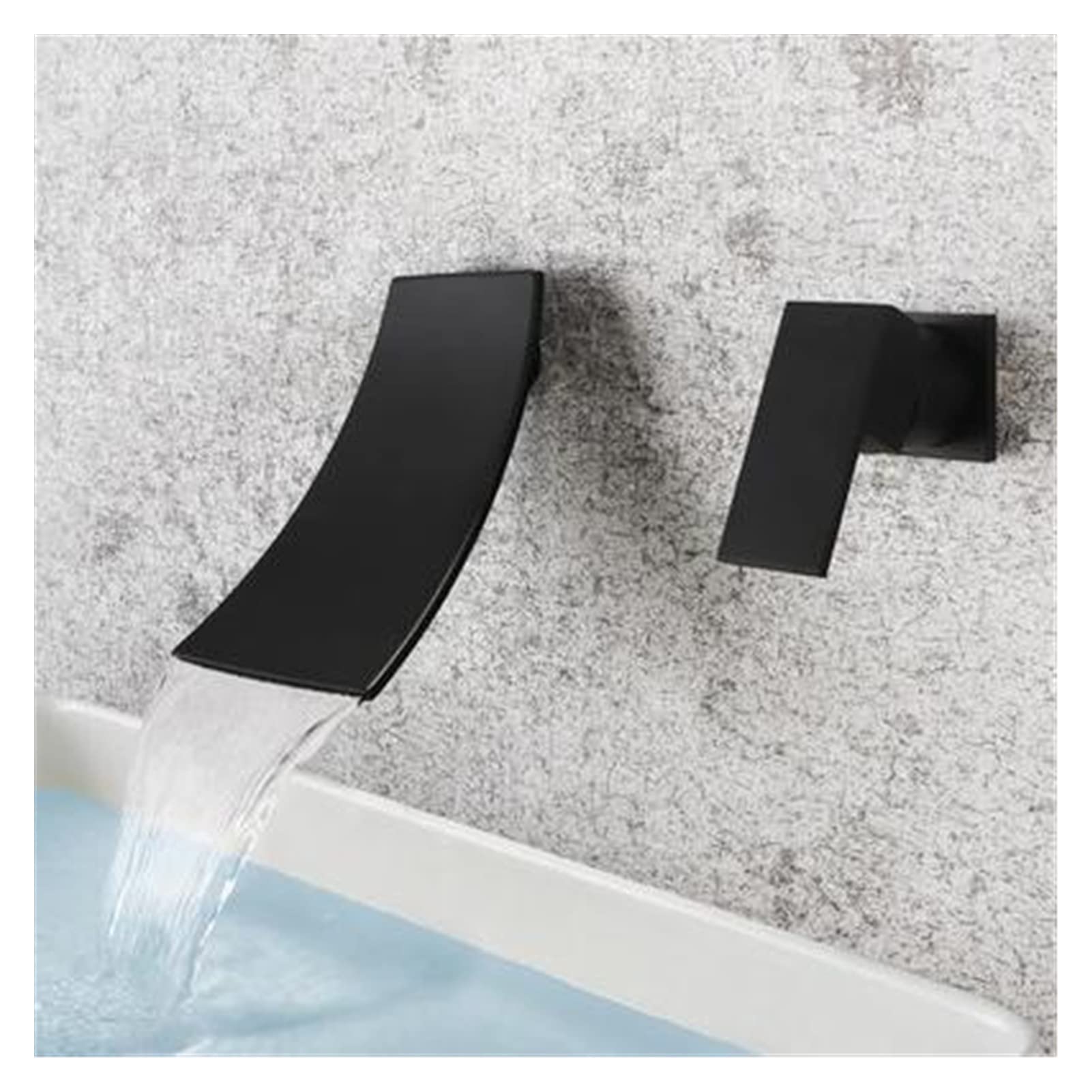 Flexible Swivel Tap, Basin Faucet Gold Bathroom in-Wall Black Waterfall Hot and Cold Sink Tap Mixer Set(Nero)
