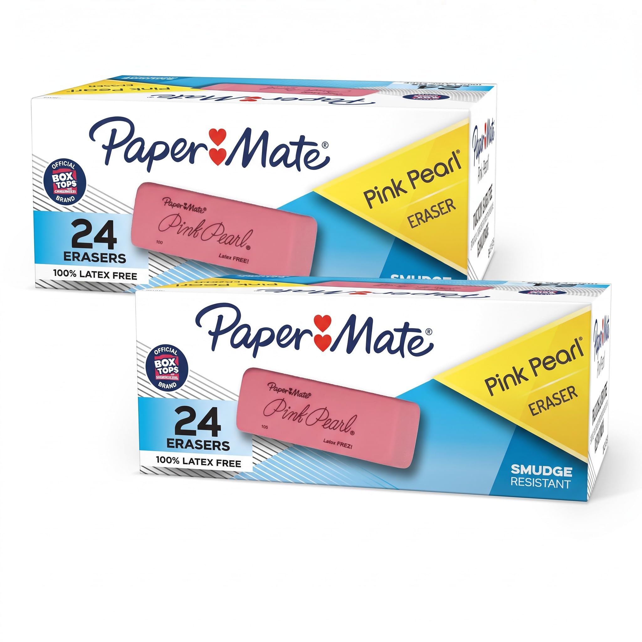 Paper Mate Pink Pearl Erasers, Medium, 24 Count - Back to School, Classroom, Teacher Supplies (Pack of 2)