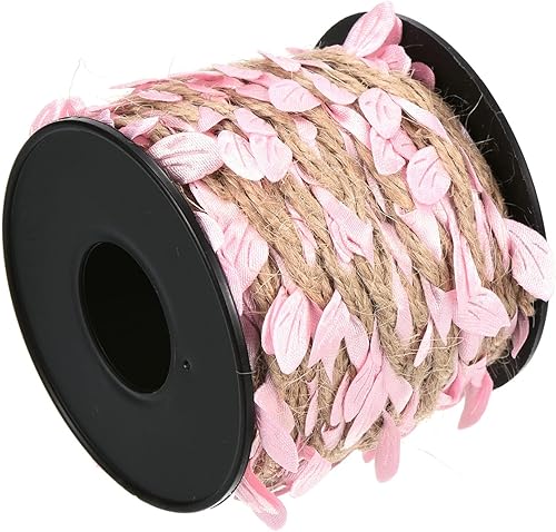 Miniatura 3 de PATIKIL Cinta de hoja de arpillera de 33 pies y 0.197 in, 2 rollos trenzados de decoración de vid natural de yute con hojas artificiales para