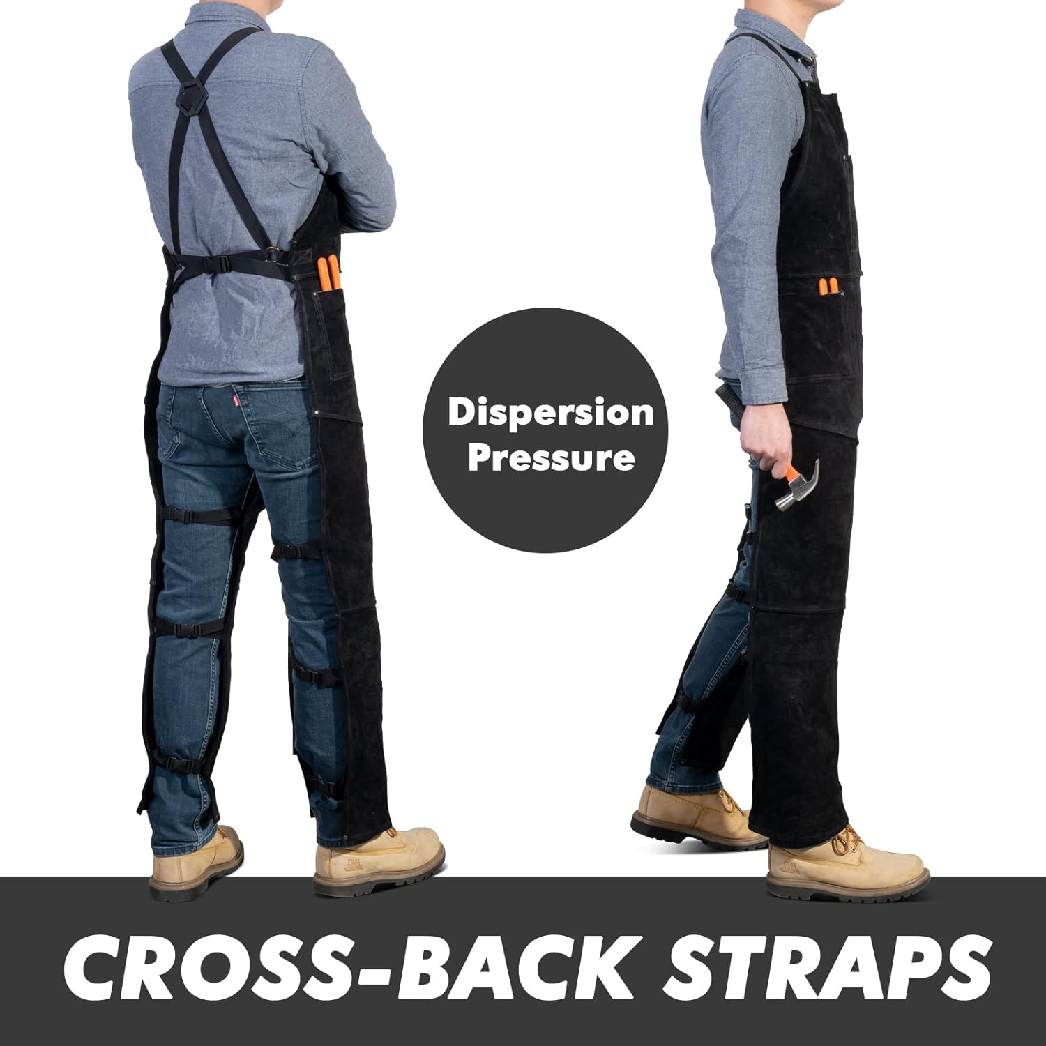 Leather Welding Apron Split Leg for Men and Women,Heavy Duty Cowhide Leather Welding Pants-Forging Apron - Image 4