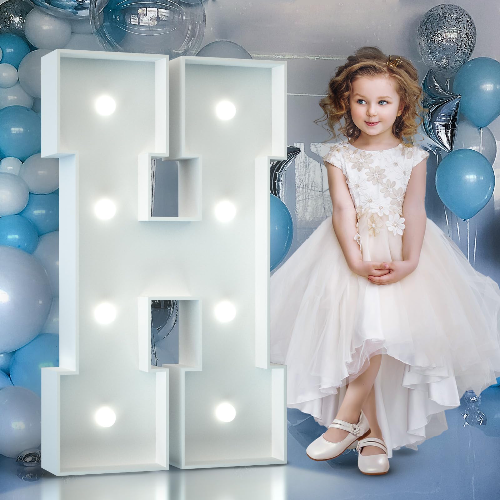 4FT Light Up Numbers Birthday Decoration Large Marquee Numbers 1 for 1st 18th 21st Birthday Party Decor Wedding, Big Number Frame Foam Cardboard Mosaic Arch Stand Pre-Cut Numbers — view 33