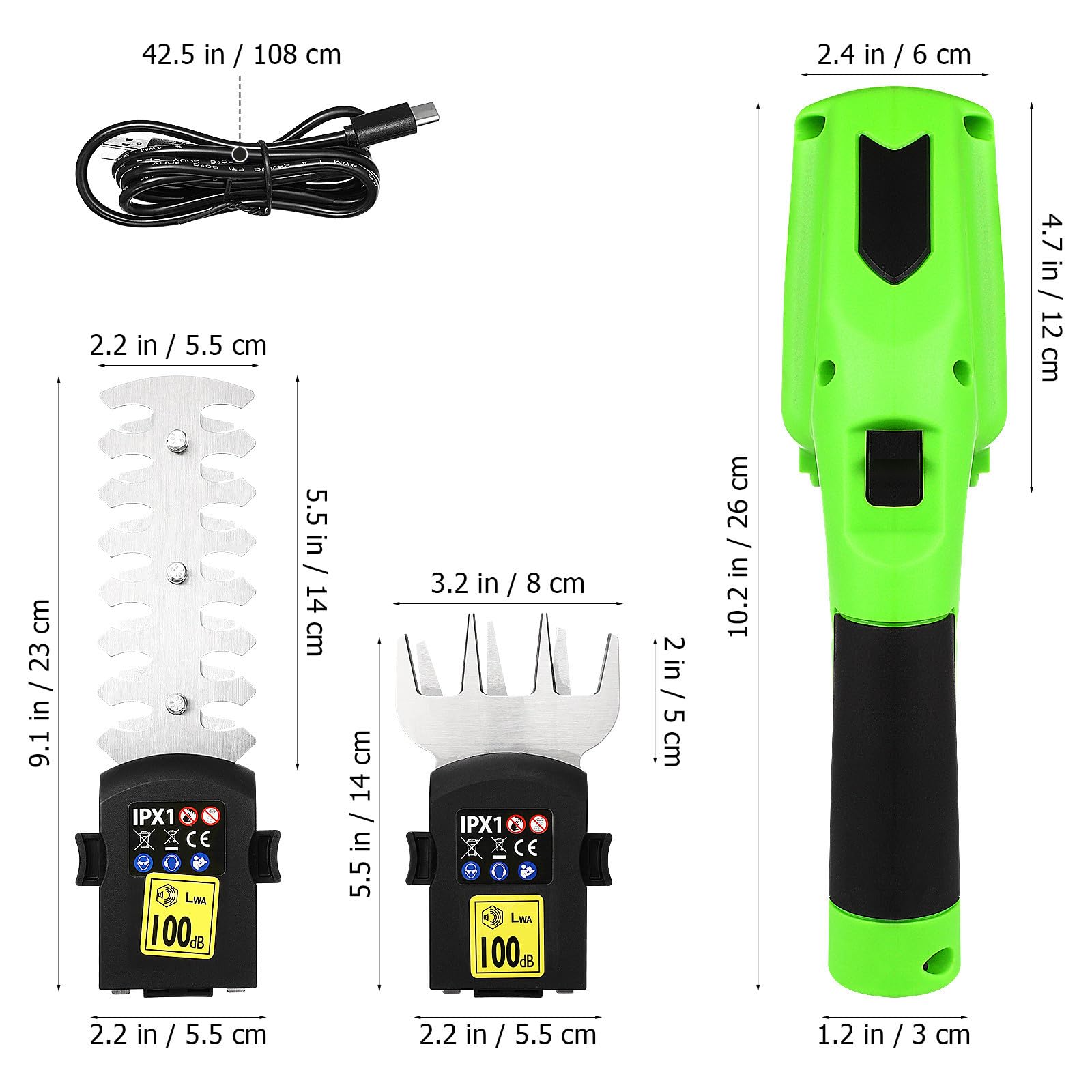 Generic Podadora Eléctrica Recargable para Jardín Cuchillas de Aleación y Mango Ergonómico para Recorte Rápido y Duradero en Césped y