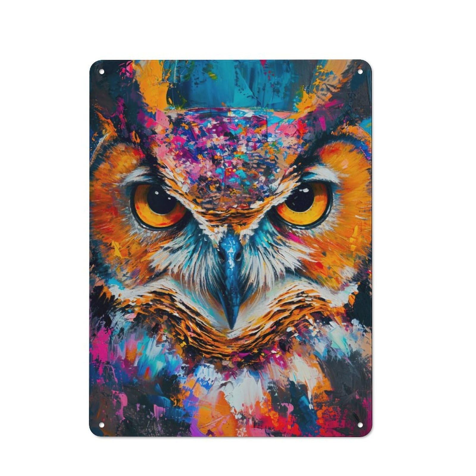 Junmoney Expressive Owl Decorative Tin Sign With Design 40X30cm, Farmhouse Cottage Wall Art For Farmhouse Kitchen, Pantry Or Dining Area