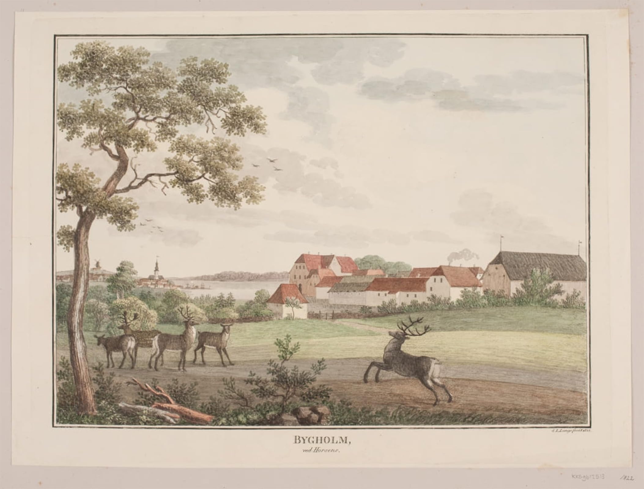 Posteriik No Frame Vintage Art Print Images Pictures Print Bygholm Ved Horsens By Søren L. Lange Modern Colour Posters For Office Home Decor 60X90cm