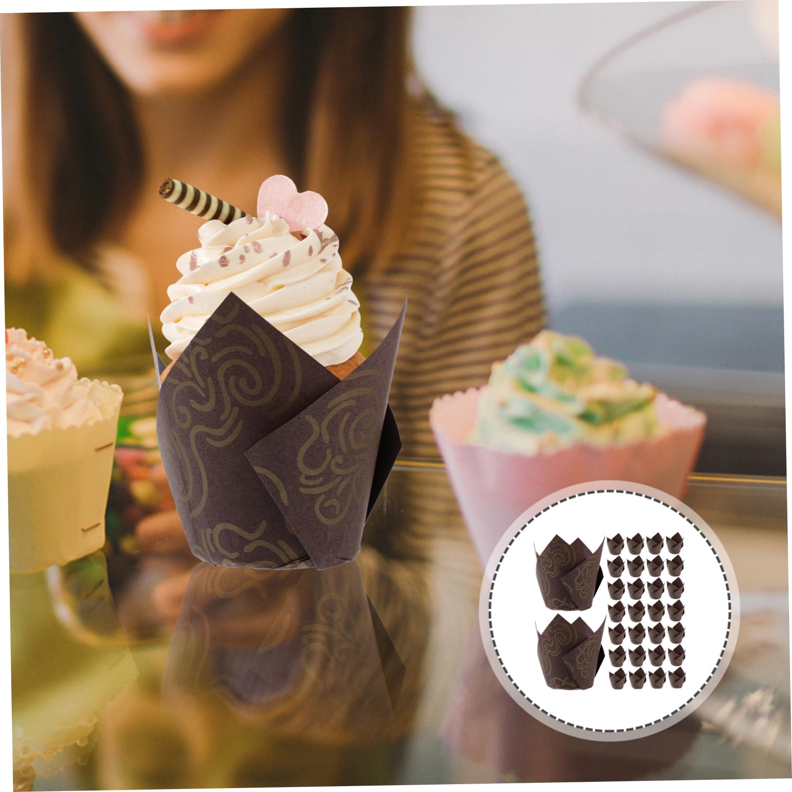 Cabilock 500pièces Caissettes à Muffins Papier Tulipe Moules à Anti-graisse Pour Pâtisserie Pour Et Événements