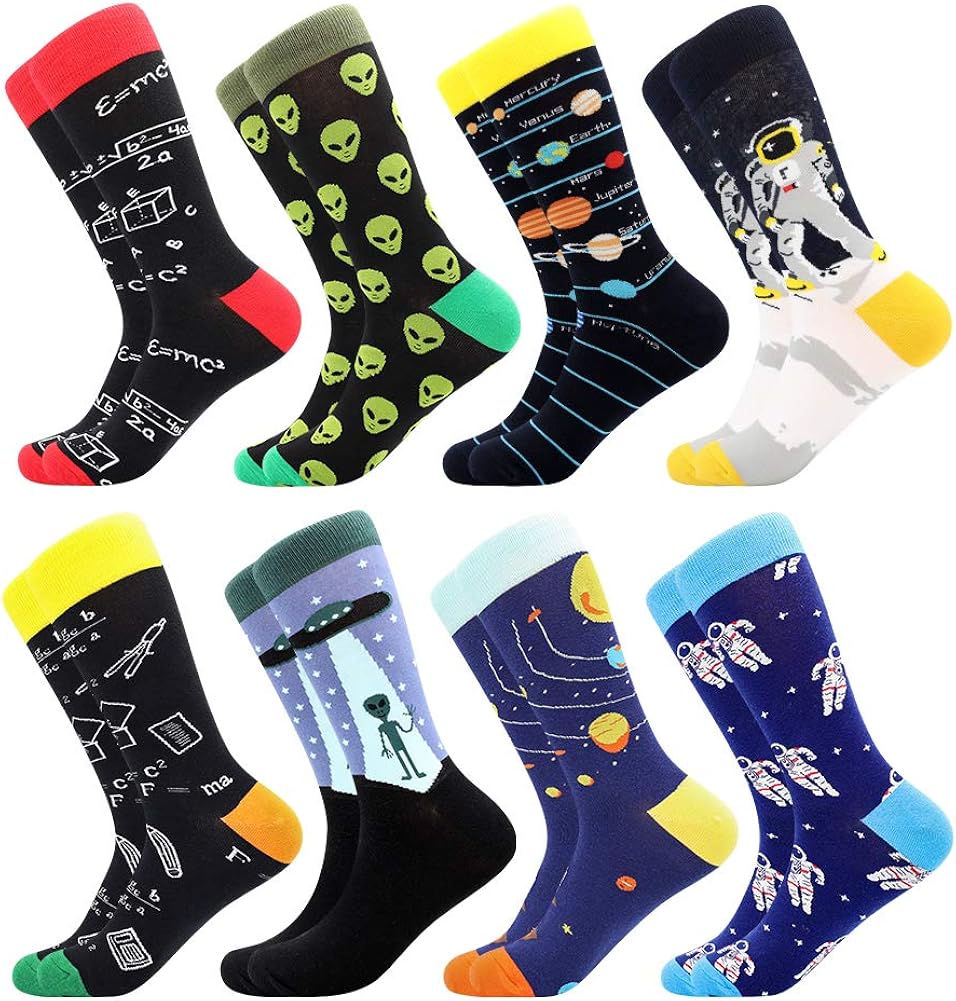 BONANGEL Calcetines Funky de los Hombres, Hombres Ocasionales Calcetines Divertidos Impresos de Algodón de Pintura Famosa de Arte Calcetines, Calcetines de Colores de moda