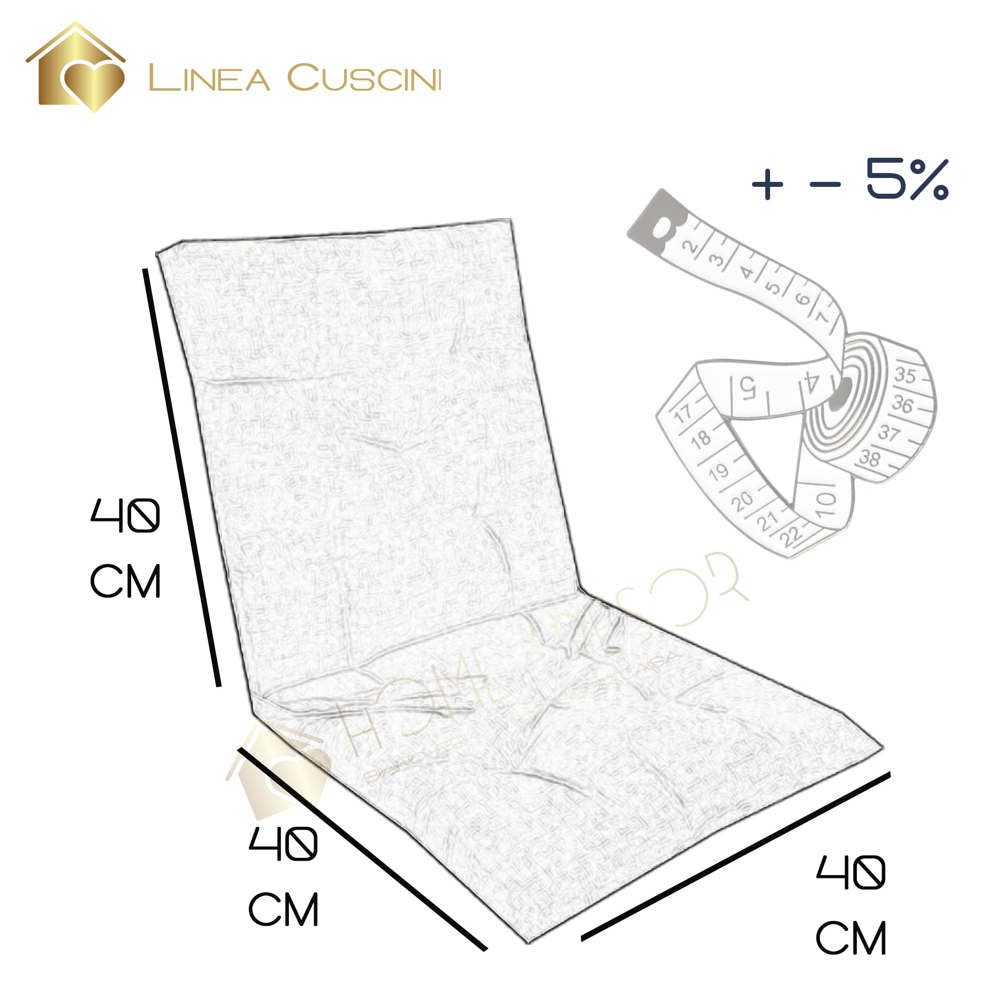 Home Tresor - Set Cuscini per Sedie con Schienale, Cuscini per Sedie da Interno, Esterno, Cucina, Giardino Cuscini Coprisedia Imbottiti 6 cm. con Schienale 4 Pezzi (Beige)