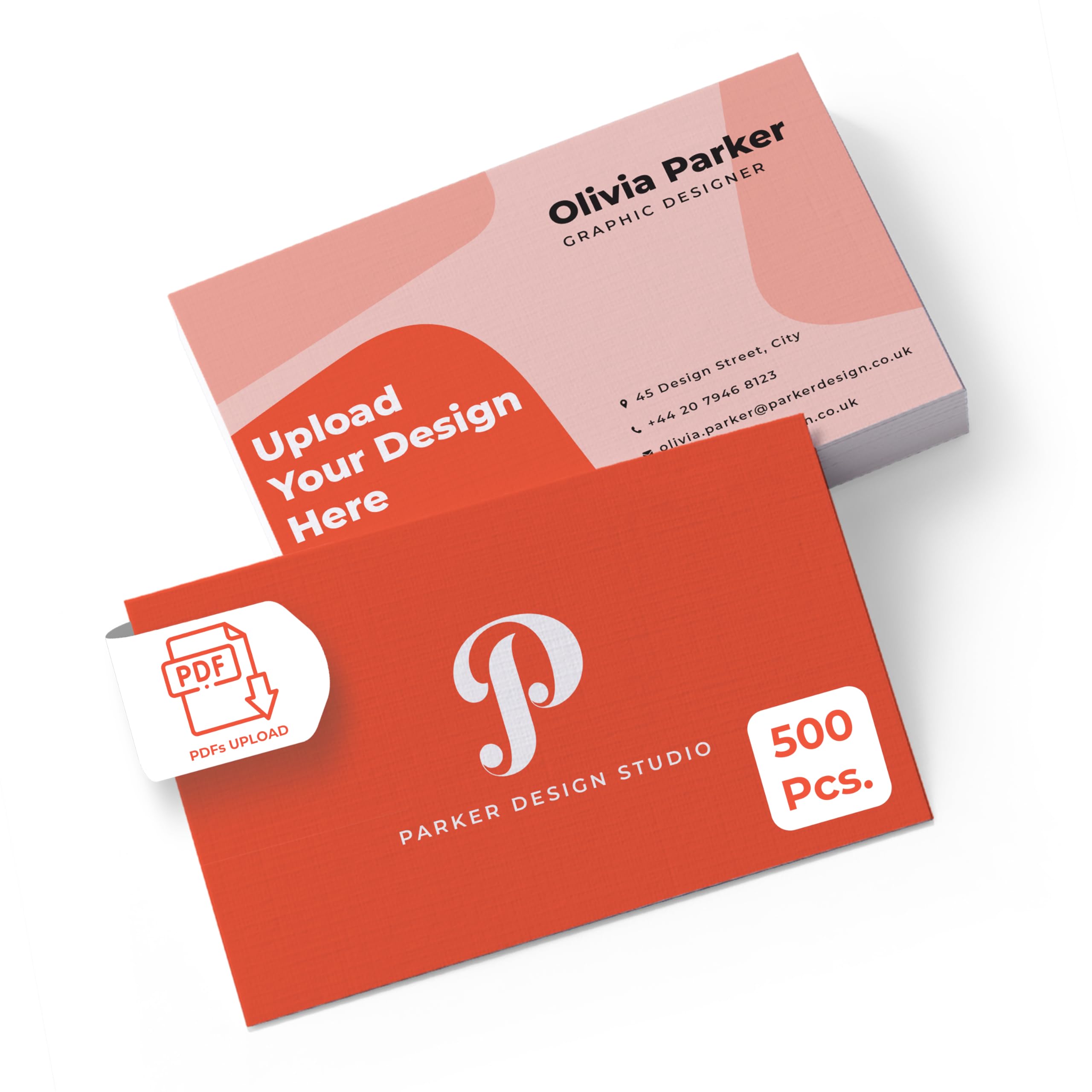 Cimpress Personalised Business Cards with Logo, Design or Text, 500 Pack, 85x55mm, 300gsm Matte, Double Sided Print, Ideal for Small Business, Startups, Networking & Events