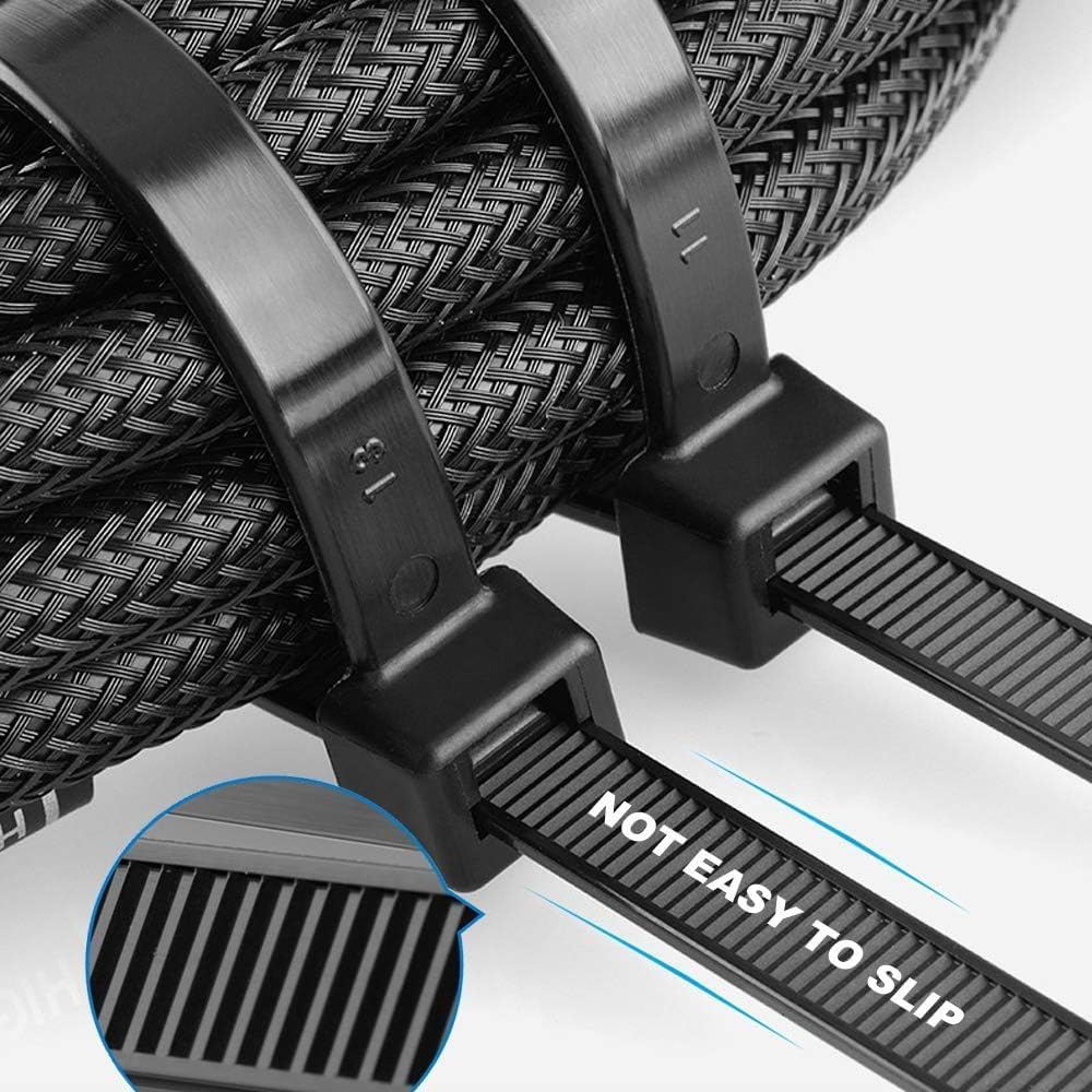 Caiery 200 Piece Large Long Cable Ties 300mm x 8mm UV Resistant Ultra Strong Cable Ties with 70kg Tensile Strength Black,0.8X12 in - Image 4
